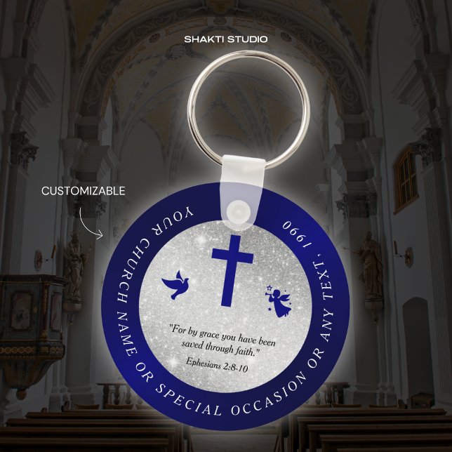 Chaveiro Pulseira de chave lembrança cristã Igreja Azul Pra (Criador carregado)
