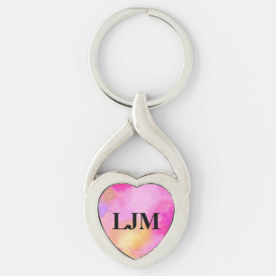 Chaveiro Pulseira de Chave Monogramada com Floral Rosa Bril