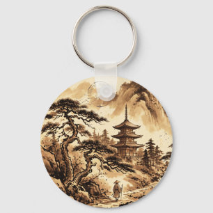 Chaveiro Pulseira de chave Pagode Japonesa Vintage