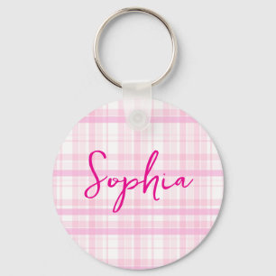 Chaveiro Pulseira de chave personalizada em xadrez rosa com