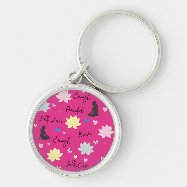 Chaveiro Pulseira de Chave Rosa | Design de Lótus de Autoam (Frente)