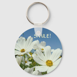 Chaveiro Pulseira de chave SMILE! Flores Brancas Margaridas