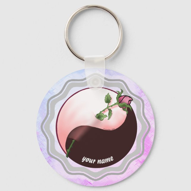 Chaveiro Pulseira de chave yin yang Rosa Vermelha (Frente)