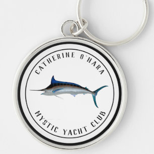 Chaveiro Pulseira de clube de iate preto vintage personaliz