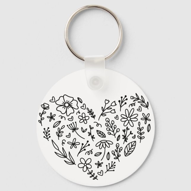 Chaveiro Pulseira de coração de flor, Flor, Botânica de flo (Frente)