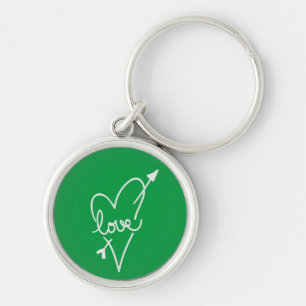 Chaveiro Pulseira de Coração de Noiva Verde e Branco