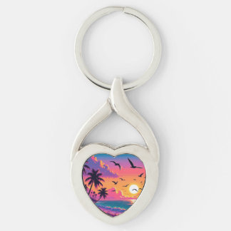 Chaveiro Pulseira de Coração do Pôr do Sol