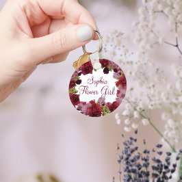 Chaveiro Pulseira de Favor de Noiva Floral Burgundy Menina