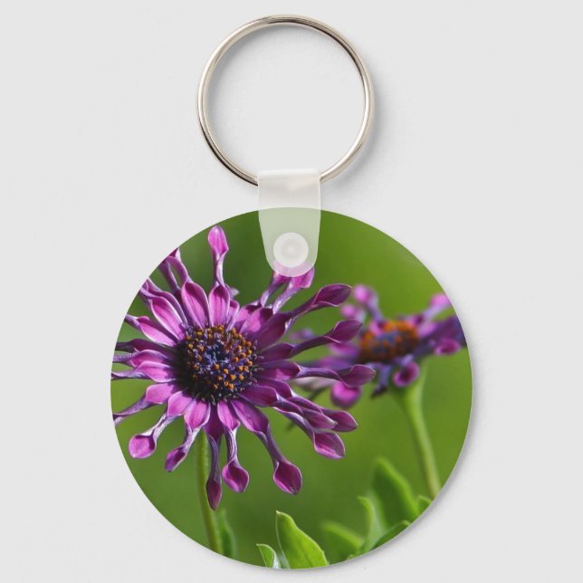 Chaveiro pulseira de flores roxas (Frente)