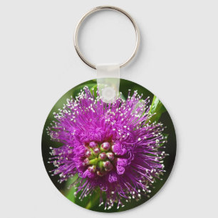 Chaveiro pulseira de flores roxas
