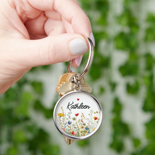 Chaveiro Pulseira de Flores Silvestres Personalizada, Prese (Mão)