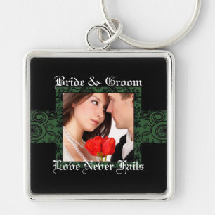 Chaveiro Pulseira de Foto de Casamento Amor Nunca Falha