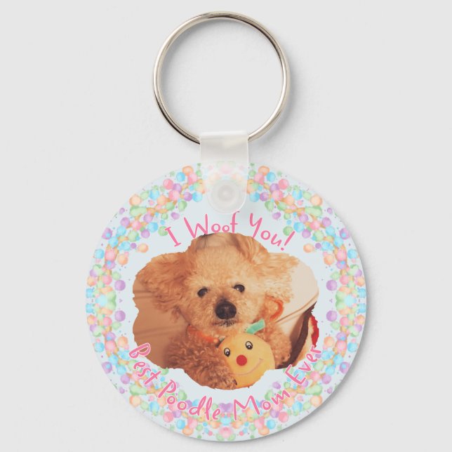 Chaveiro Pulseira de Foto Personalizada de Poodle Melhor Pr (Frente)