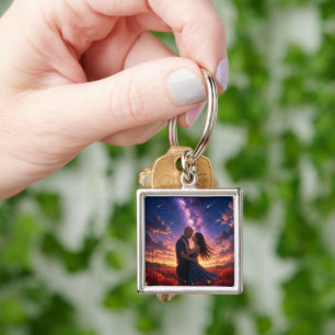 Chaveiro Pulseira de Foto Quadrada Personalizada - Casais R