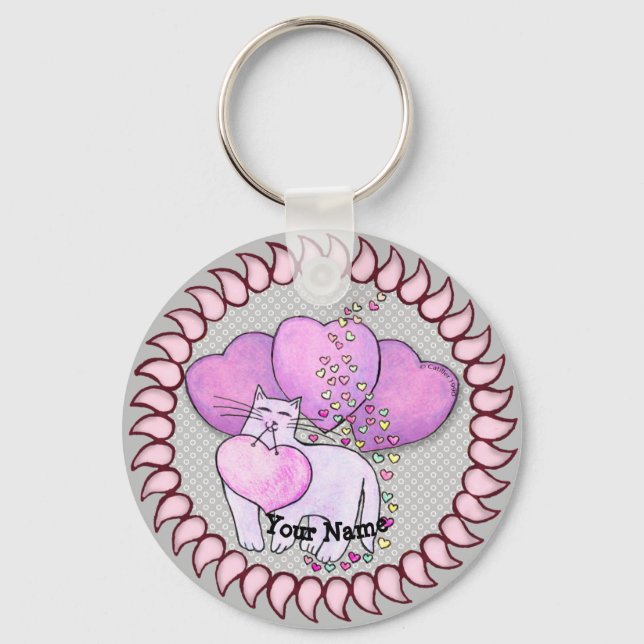 Chaveiro Pulseira de gato com coração de amor (Frente)