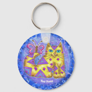 Chaveiro pulseira de gato com diamante