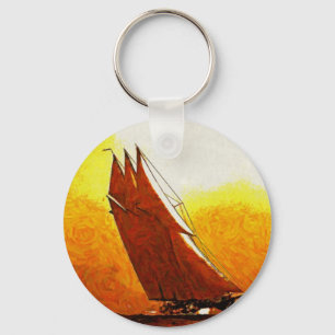 Chaveiro Pulseira de Iate de Corrida Vintage Impressionista