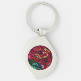 Chaveiro Pulseira de Metal Arte Galáxia da Lua Abstrata