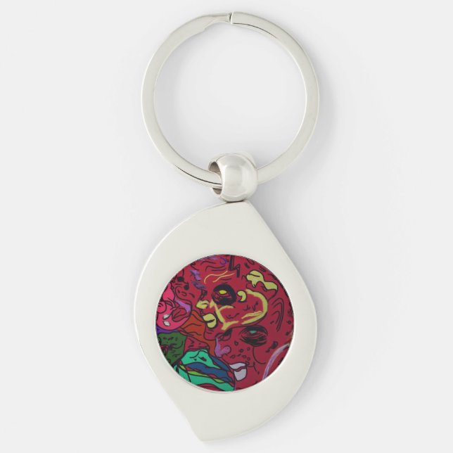 Chaveiro Pulseira de Metal Arte Galáxia da Lua Abstrata (Frente)