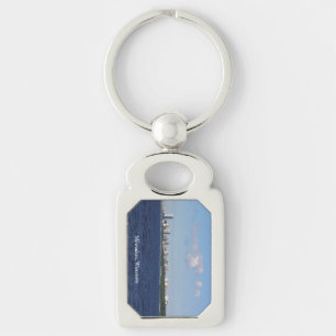 Chaveiro pulseira de metal com a silhueta de Milwaukee