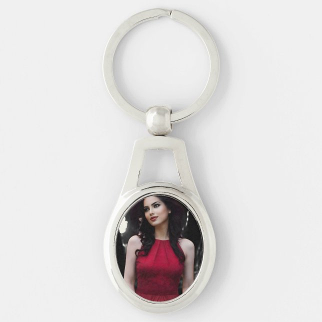 Chaveiro Pulseira de metal PretoBrancoVermelho (Frente)