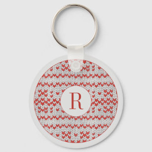 Chaveiro Pulseira de metal redonda KNIT NÓRDICO VERMELHO + 
