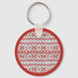 Chaveiro Pulseira de metal redonda RED NORDIC KNIT / Vermel