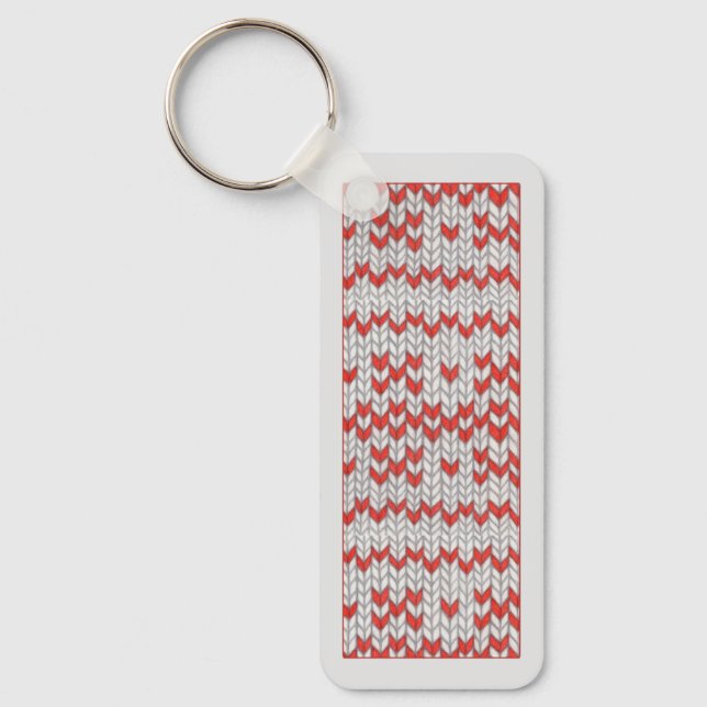Chaveiro Pulseira de Metal Retangular RED NORDIC KNIT / Cin (Frente)