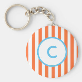 Chaveiro Pulseira de Monograma com Listra Laranja
