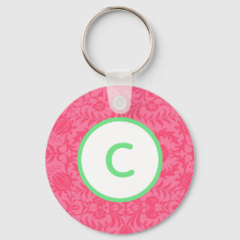 Chaveiro Pulseira de Monograma Floral Rosa