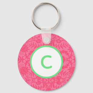 Chaveiro Pulseira de Monograma Floral Rosa
