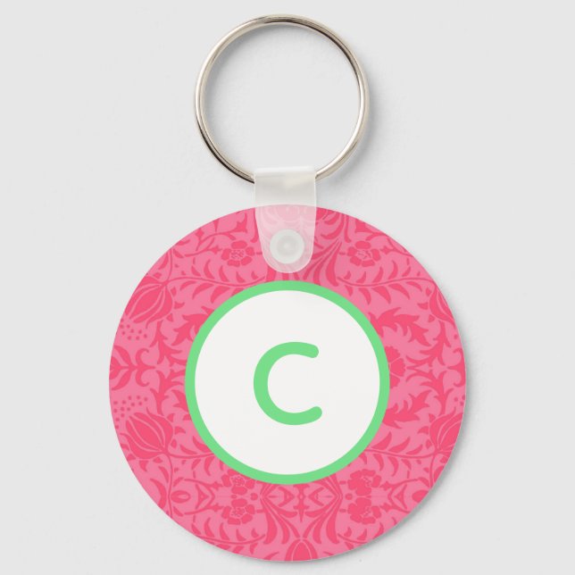 Chaveiro Pulseira de Monograma Floral Rosa (Frente)