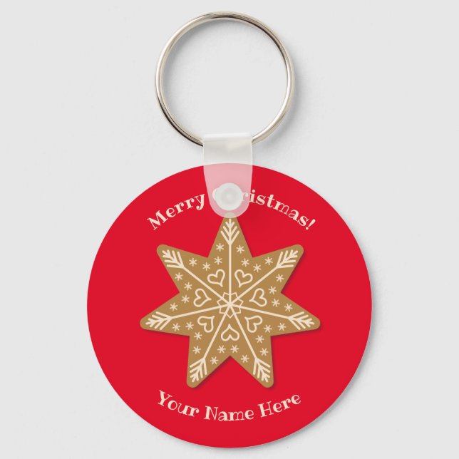 Chaveiro Pulseira de Natal com Floco de Neve de Pão de Mel (Frente)