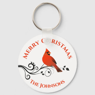 Chaveiro Pulseira de Natal Pássaro Cardinal Vermelho