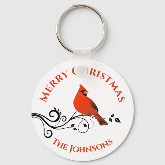 Chaveiro Pulseira de Natal Pássaro Cardinal Vermelho (Frente)