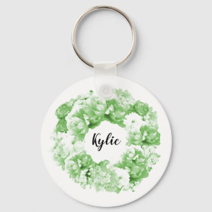 Chaveiro Pulseira de Noiva com Grinalda Floral Verde Menta