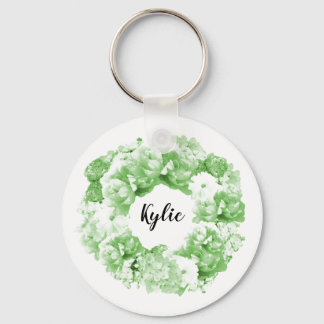 Chaveiro Pulseira de Noiva com Grinalda Floral Verde Menta