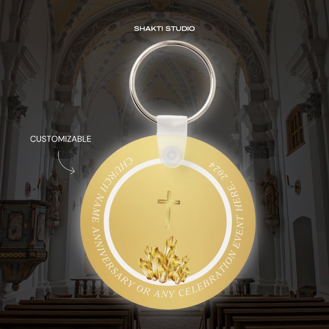 Chaveiro Pulseira de Ouro de Lembrança Cristã da Igreja (Criador carregado)