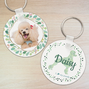 Chaveiro Pulseira de poodle em tom de hortelã personalizada