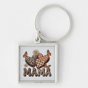 Chaveiro Pulseira de Prata Estampa de Leopardo Coração de M