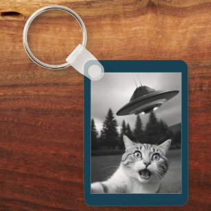 Chaveiro Pulseira de selfie de gato OVNI engraçado e fofo