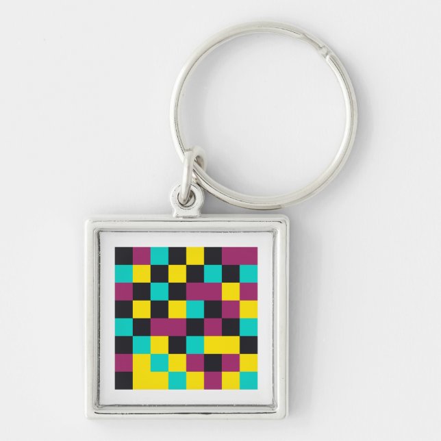 Chaveiro Pulseira de Tecla com Padrão de Pixel Neon (Frente)