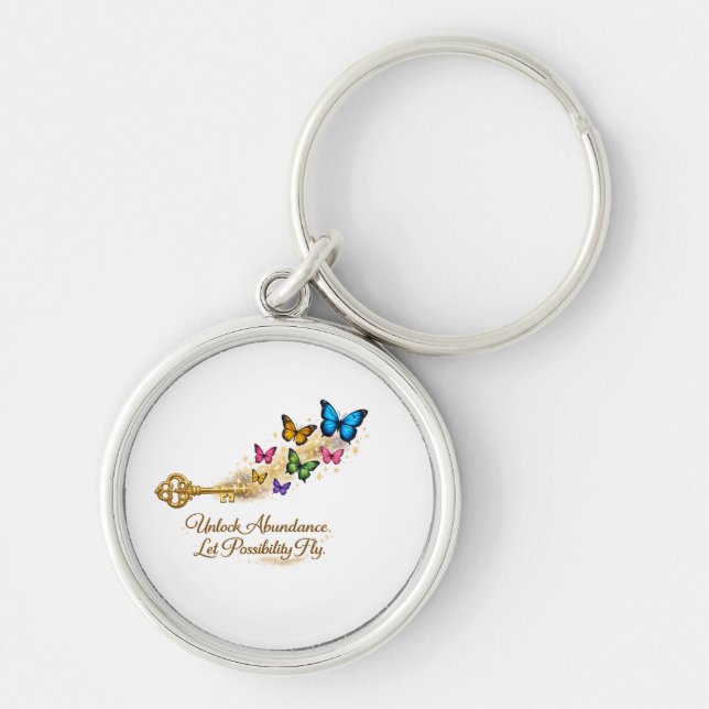 Chaveiro Pulseira de Tecla Dourada Inspiradora & Borboleta (Frente)