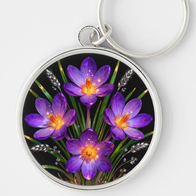 Chaveiro Pulseira de Tecla Redonda Crocus Roxo (Frente)