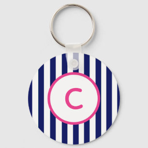 Chaveiro Pulseira de Teclas com Listra Azul Marinho Monogra