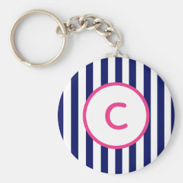 Chaveiro Pulseira de Teclas com Listra Azul Marinho Monogra