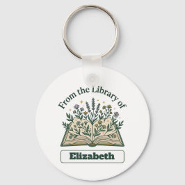 Chaveiro Pulseira de Teclas Redonda Floral de Biblioteca Pe