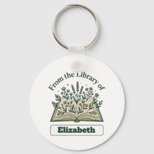 Chaveiro Pulseira de Teclas Redonda Floral de Biblioteca Pe