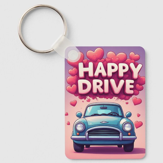 Chaveiro Pulseira de Viagem de Carro Antigo Corações ❤️🚗 (Frente)