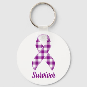 Chaveiro Pulseira de Xadrez com Laço Roxo para Sobrevivente